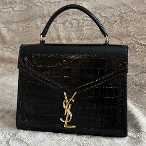 YSL Saint Laurent Cassandra Bag Medium Croc Embossed Leather Gold Hardware